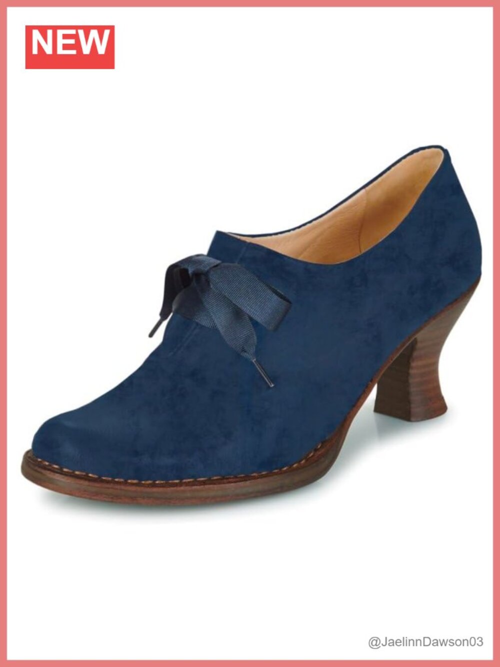 Vintage Kitten Heel Oxford Loafer Pumps Round Toe Lace Up Suede 2" Chunky Heel